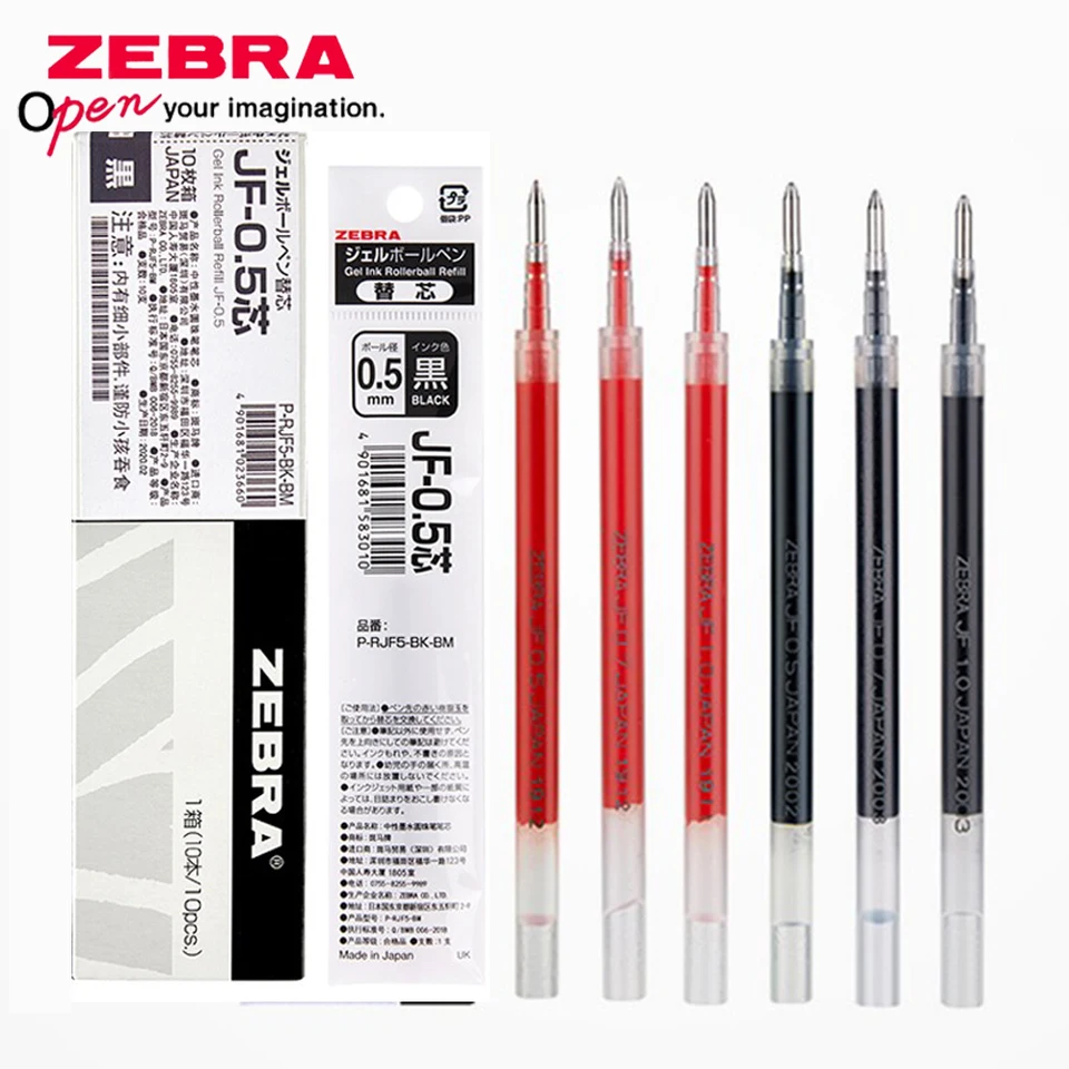 Ricambio Penna Gel Zebra JF-0.5 Mm – Nero – 10 Pezzi – Per SARASA 0.5 – Import Giappone