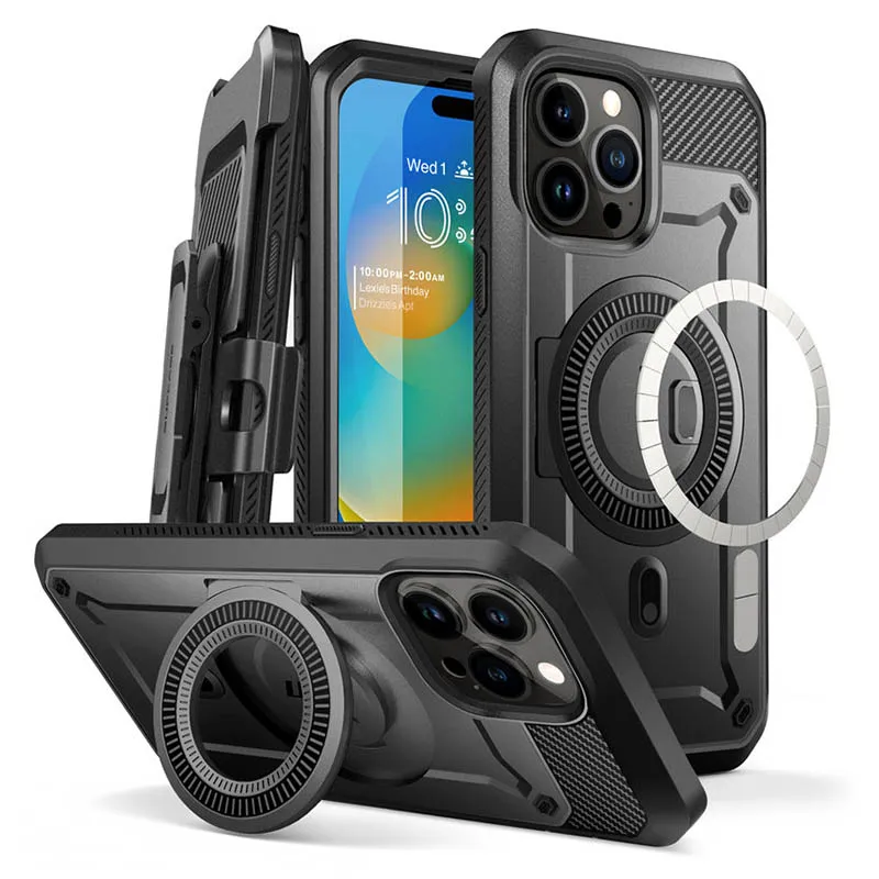 

For iPhone 15 Pro Max Case 6.7“ 2023 SUPCASE UB Pro Mag Full Body Rugged Case with Built-in Screen Protector Kickstand Belt-Clip