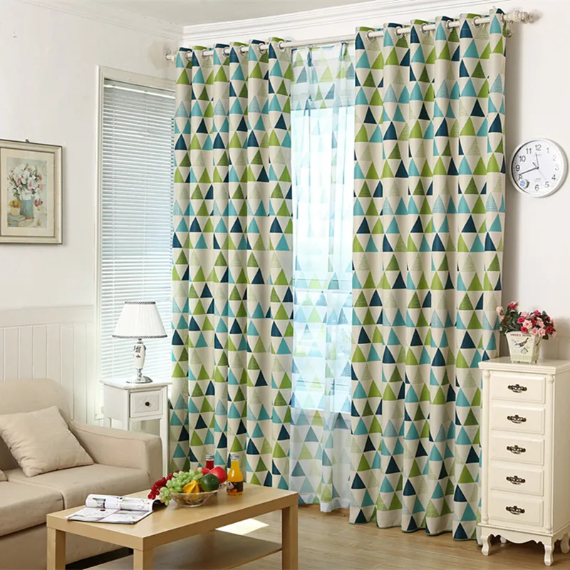 Blackout Curtains for Children Livingroom Bedroom Colorful Triangle Opaque Kitchen Curtains Window Blinds Drapes