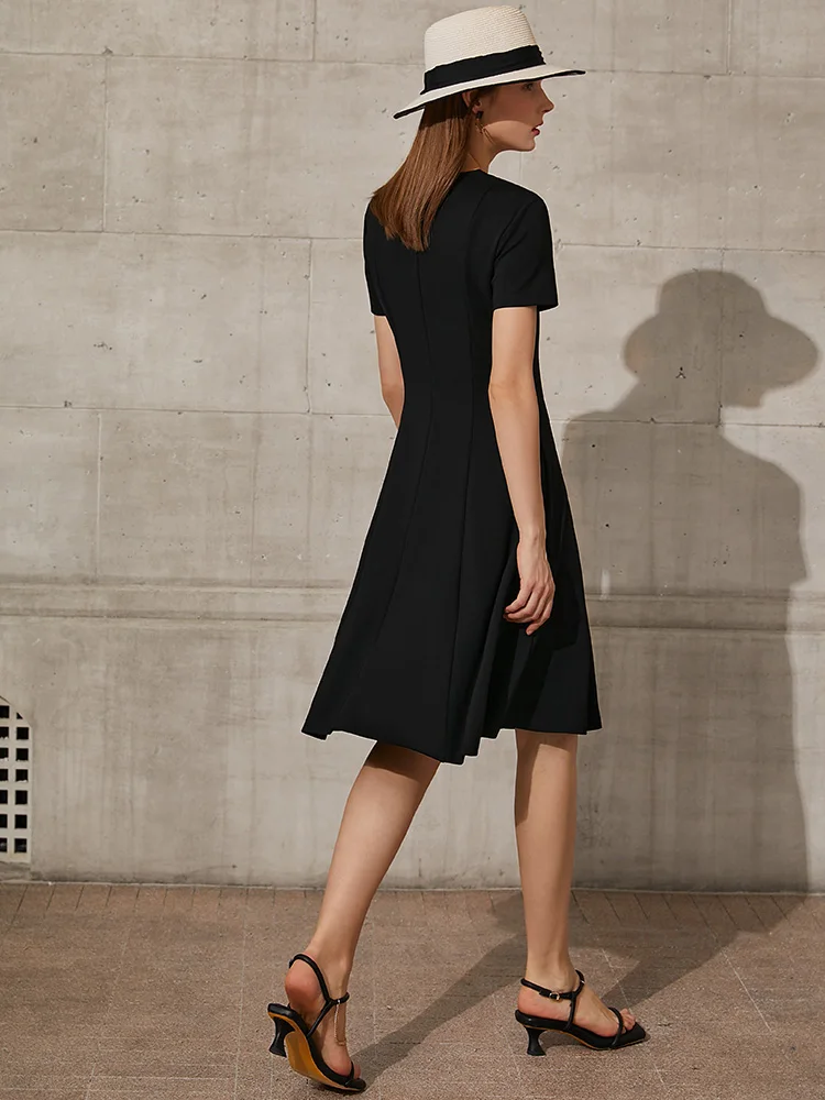 Amii minimalismo vestido de verão moda feminina sólido com decote em v a linha magro verão midi vestido elegante feminino 12160003