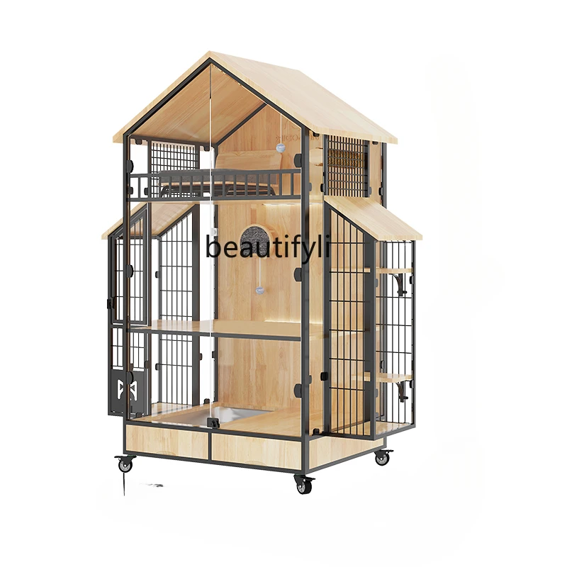 

Solid Wood Cat Villa Home Does Not Cover an Area of Multi-Cat Oversized Panoramic Cat Nest Cat Cage Cat Cabinet Cat House