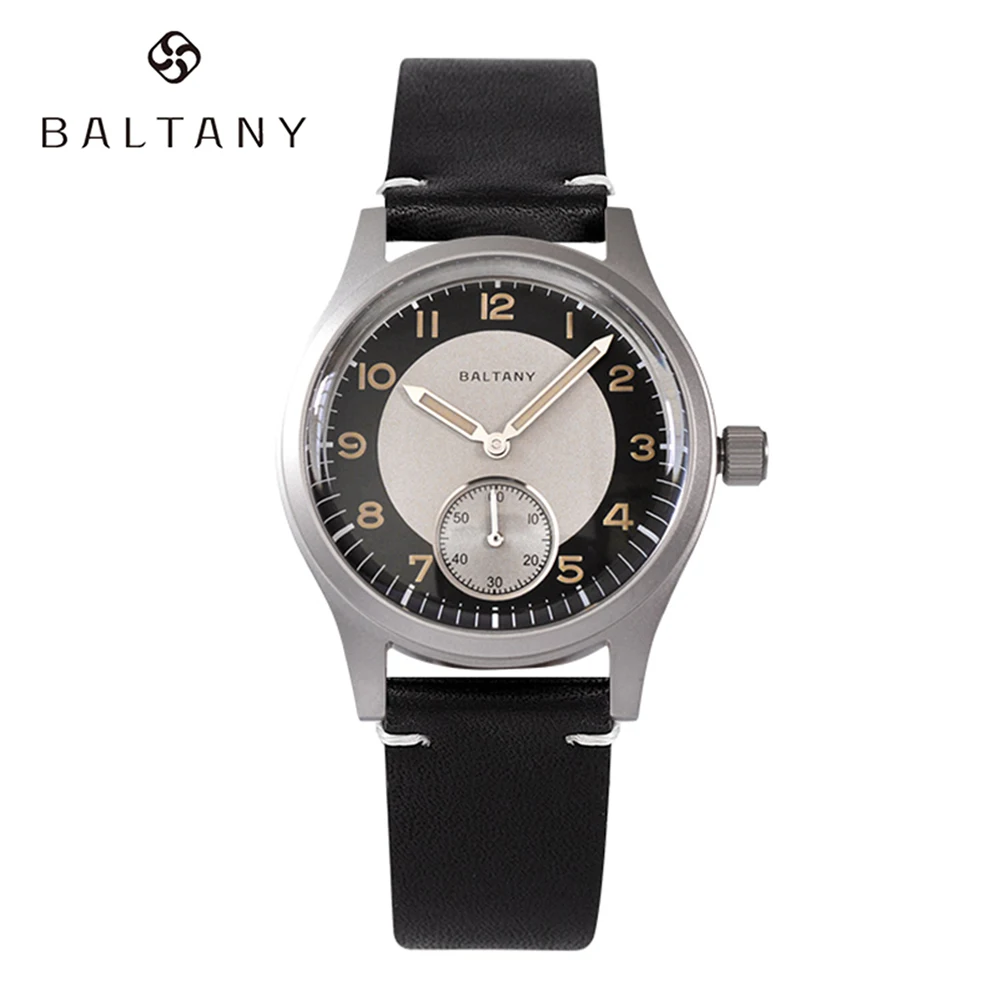 

Baltany Tuxedo Retro Watch 36mm Sub Second 60s Mini Popular Dress Watches Stainless Steel Leather Strap Wristwatch