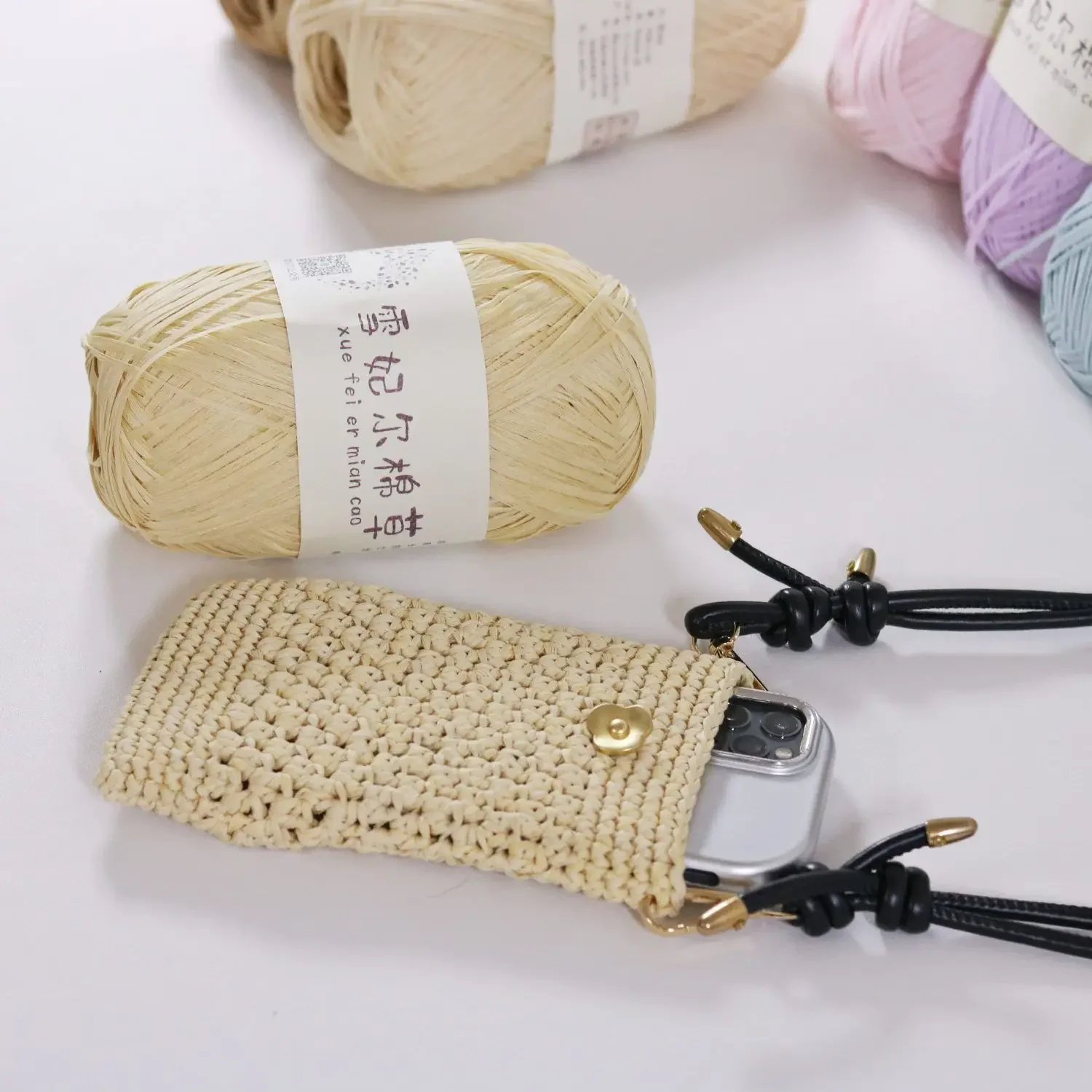 100g Xuefeier Cotton Grass Thread, DIY Woven Color Blocked Bag Hat, Dopamine Color Star Same Color Match,Soft Hand friendly 4