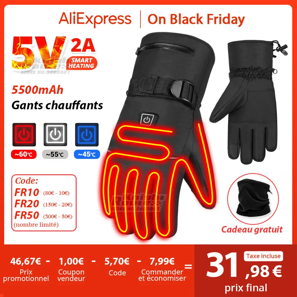 TRENDOUX - Gants Chauds Tactiles Hiver - Coupe-Vent, Doublure Polaire - Pour Ski, Vélo, Running - Homme Et Femme
