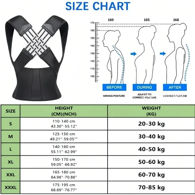 Posture Back Brace Adjustable Back Support Strap to Men and Women Prevent Spinal Distortion and Hunchback Suitable for Exercise 6