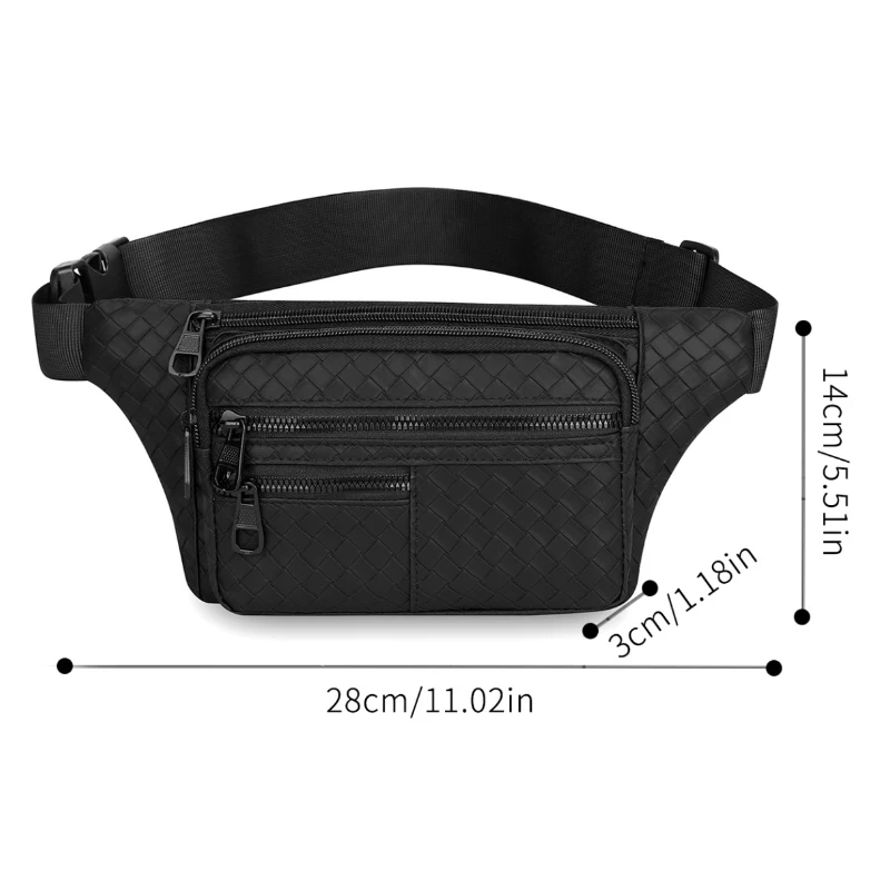 Men's Adjustable Waist Bag - Black Crossbody Backpack with Zip Closure | Suitable for Sports, Travel, Hiking, Cycling, and Parti
