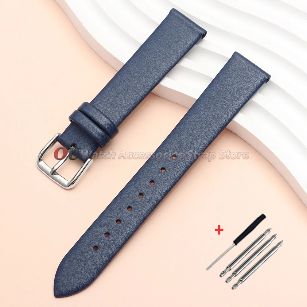 Ultra-Thin Genuine Calfskin Leather Watch Straps - Soft Business Leisure Bands