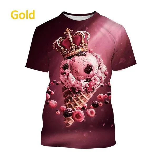 

2023 New Ice Cream Printing Summer Breathable Short-sleeved T Shirt