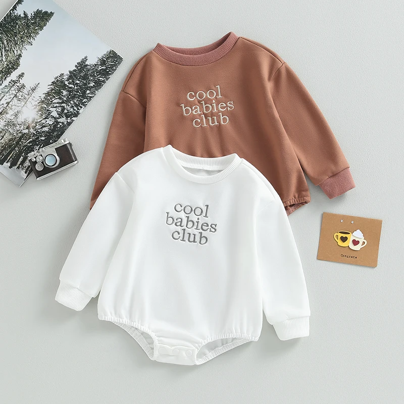 Baby Girl Boy Clothes Sweatshirt Romper Letter Printed Bodysuit Long Sleeve Jumpsuits Casual Newborn Baby Fall Spring  Outfits