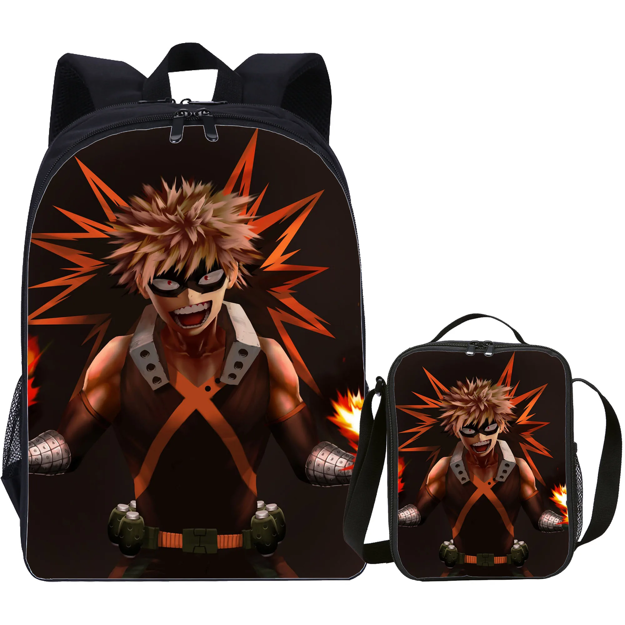 Naruto0 4PCS School Backpacks Set Pen Bag Lunch Bag Shoulder Bag Lot Teenagers 