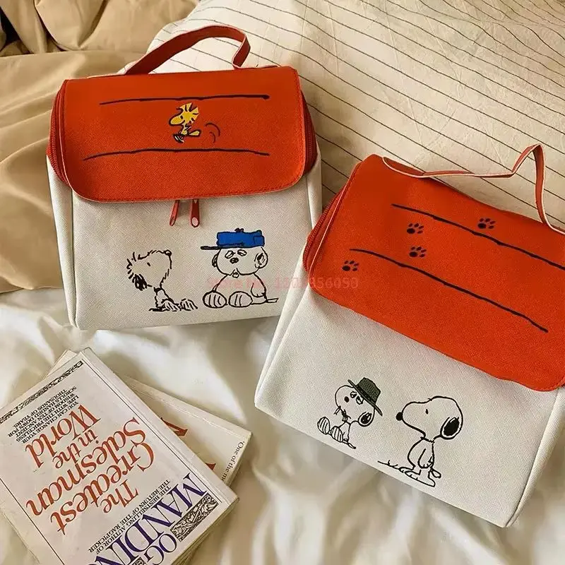 Snoopy Red House Storage Bag Stationery Skin Care Product High-Capacity Cosmetic Bag Portable Carry Hand Travel Storage tote bags