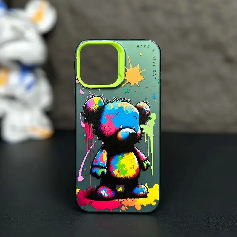 thumbnail image 1 of iPhone13 15 14 Pro Max Protective Sleeve Fashion Graffiti iPhone Case Cartoon Animal Pattern Matte Plated Soft Silicone Material, 1 of 4