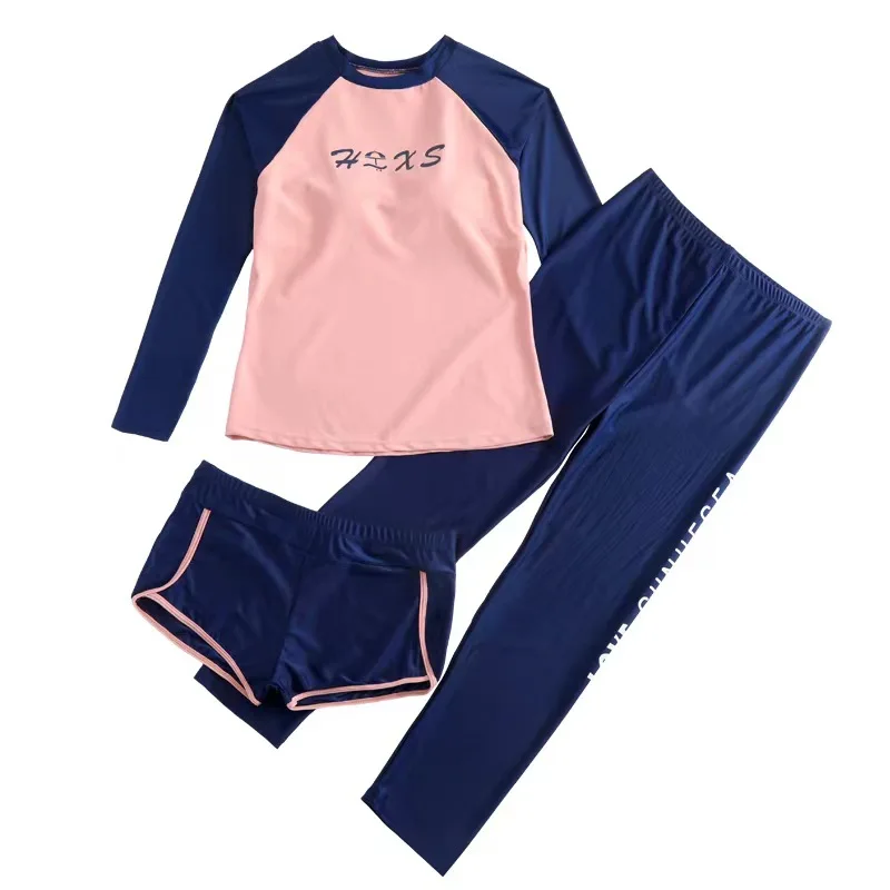 3pc Wetsuit Women Combinaison Surf Long Sleeve Diving Suit Snorkeling Swimsuit Full Cover Sunscreen Swimwear Bodysuit Beachwear