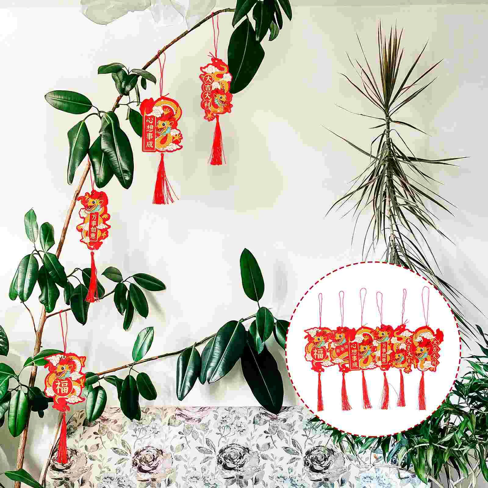 

Chinese New Year Pendant Bonsai Hanging Decorations Dragon Ornament Potted Plant New Year Spring Festival Decorations