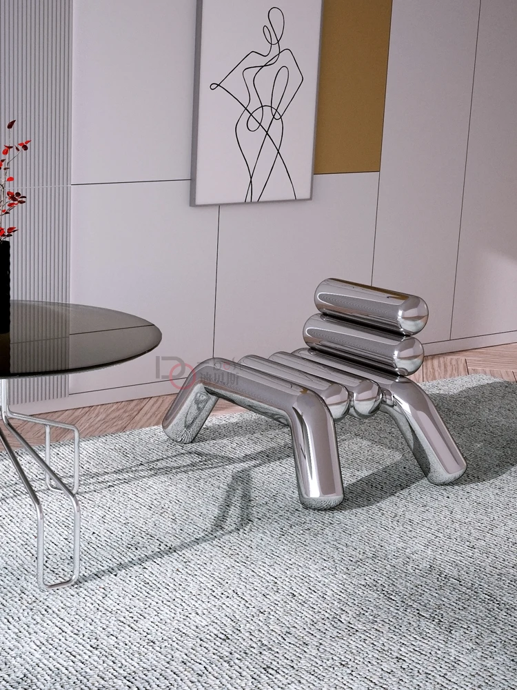 

zq Art Wing Chair Creative Stainless Steel Chair Simple Modern and Unique Chair
