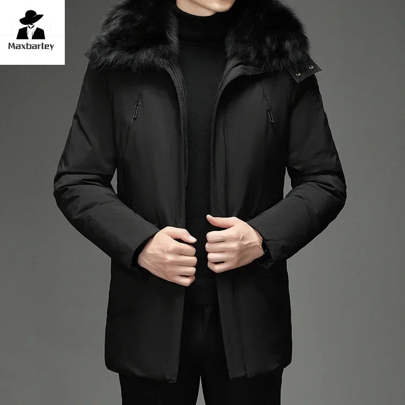 Luxury Winter Men's Down Jacket Business Soft Comfortable Big Fur - Main Image