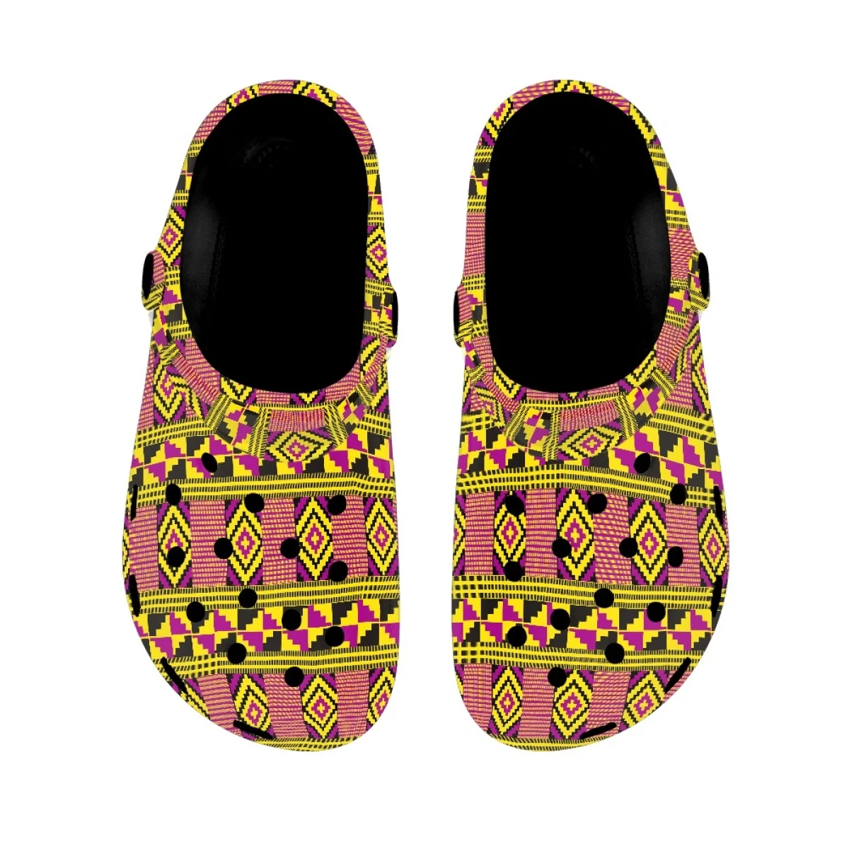 Vintage Tribal Folk Print Summer Beach Flat Sandals Non-slip Lightweight Breathable Clogs Unisex Soft Sole Garden Shoes Slides