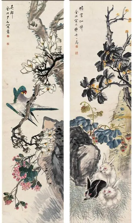 

MT0973 Chinese Style flower bird rabbit Decorative Print Art Canvas Poster For Living Room Decor Home Wall Picture