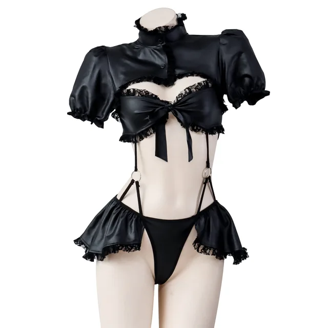 Women Sexy Lingerie Love Live Cosplay Costumes Nightclub School Girl PU  Leather Bras Maid Outfits Black Halloween Devil Suit New| | - AliExpress