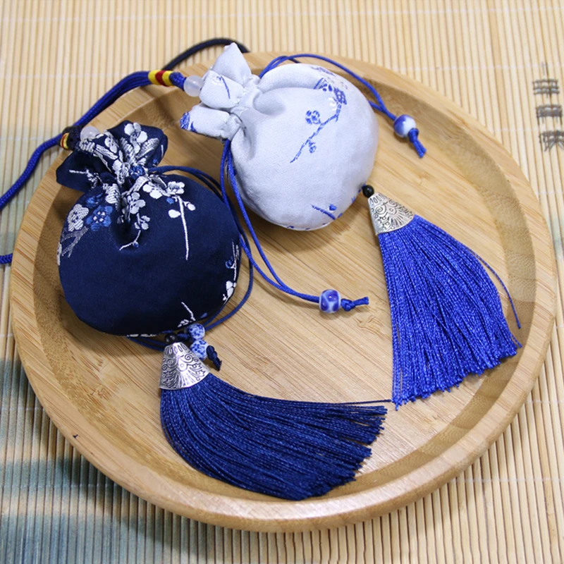 Embroidery Drawstring Storage Bag Tassel Small Empty Pouch Car Pendant Children Baby Mosquito Repellent Lavender