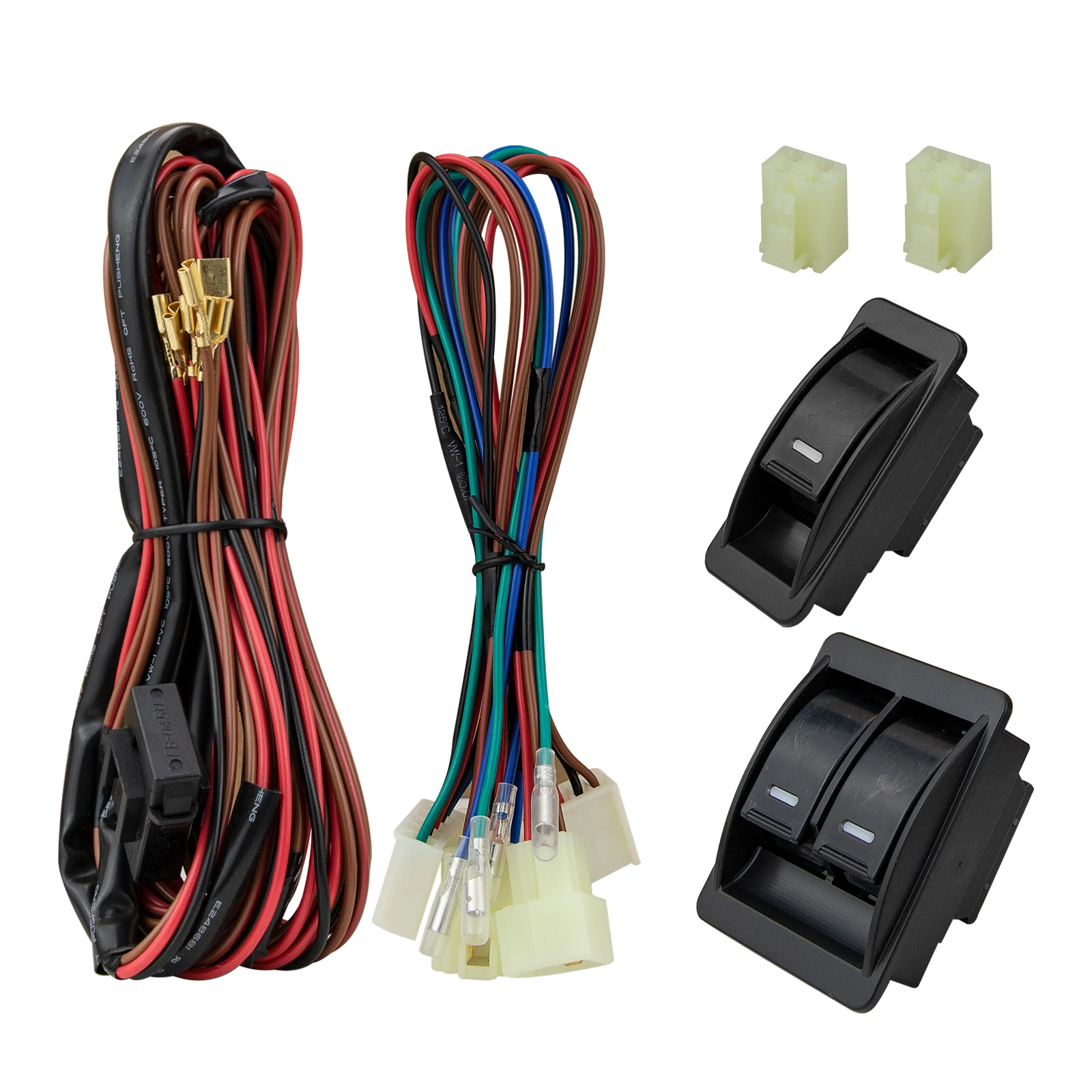 Universal 12V 12A Auto Car Power Window Switch Lift Regulator Kit with Wiring Harness For 2 Doors Car Truck SUV Parts