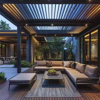 Aluminum pergola, rainproof, electrically adjustable gazebo, electric louvered awning, outdoor patio sunshade. 2