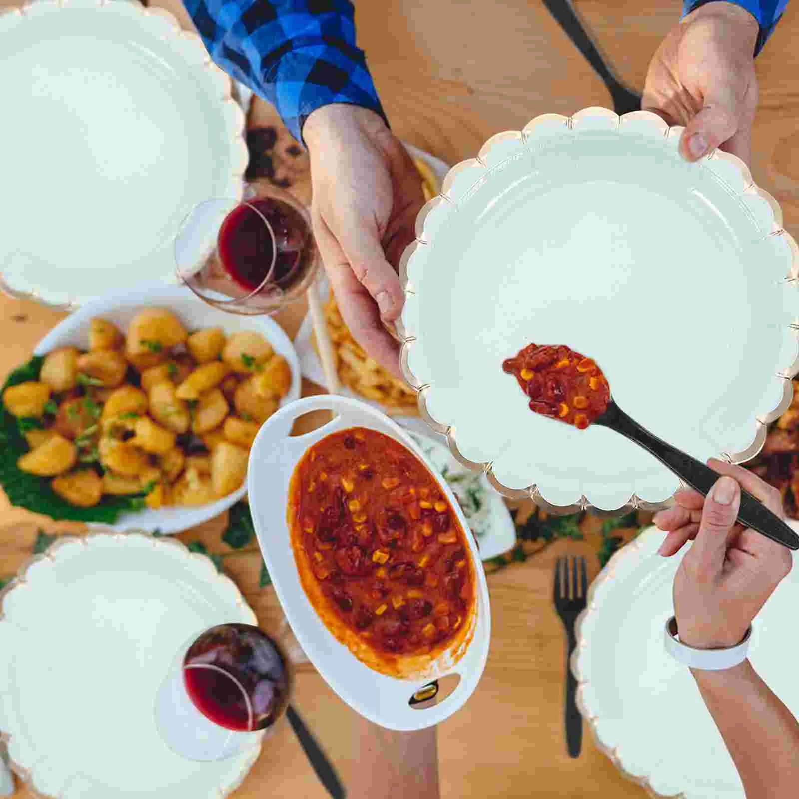 8pcs Disposable Plates Premium Quality Paper Plates For Supplies Carnival Disposable Tableware Home Kitchen Dining Bar