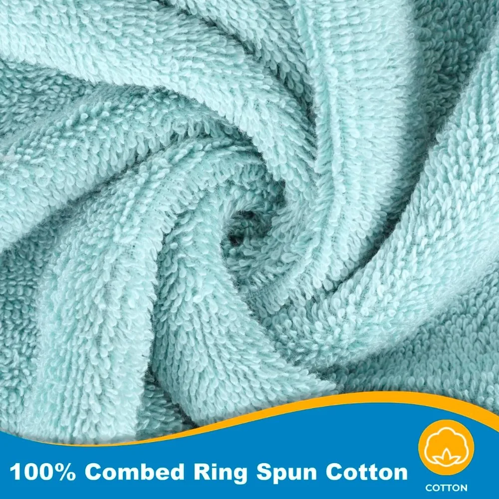 Luxury 100% Cotton Towels, 6 Piece Bath Towel Set, Include 2 Bath Towels, 2 Hand Towels, 2 Washcloths, Soft & Absorbent Towels 2