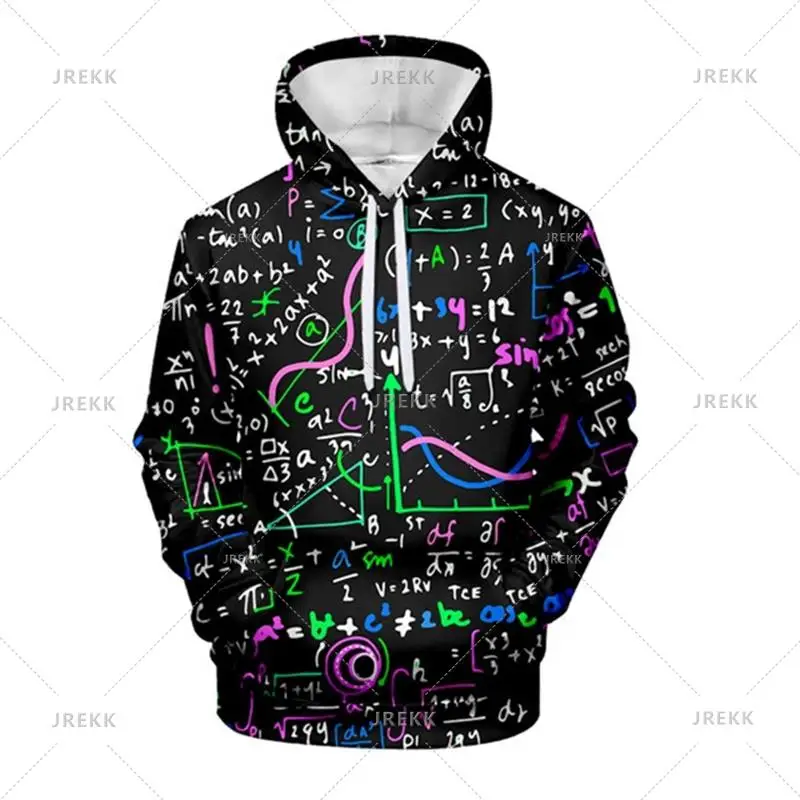 Sudadera con capucha con estampado 3D de fórmula científica y matemáticas para hombre, manga larga, para estudiantes, sudadera con capucha de dibujos animados, ropa de calle, sudaderas de otoño para n