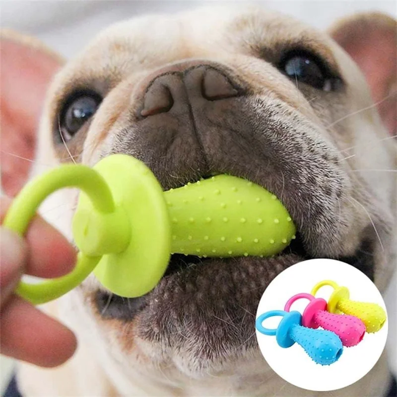 Pet Rubber Pacifier Dog Toy Interactive Rubber Soother Pet Dog Cat Puppy Elasticity Teeth Dog Chew Toys Tooth Cleaning Toy 2
