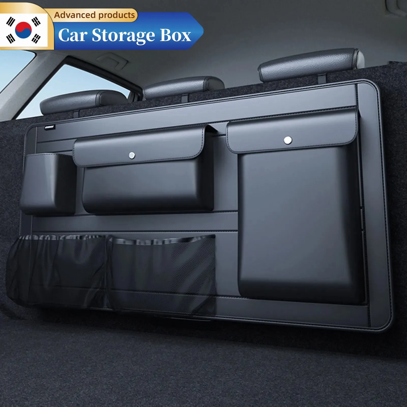 고용량 조정 가능한 자동차 보관 상자 뒷좌석 5 가방 트렁크 주최자 다용도 PU 가죽 자동차 좌석 뒤 주최자 가방