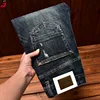High-End Men's Clothing 2024 Autumn Trendy Jeans Men's Hole & Patch Scrape Slim Fit Skinny Fashion Stretch Trousers 4