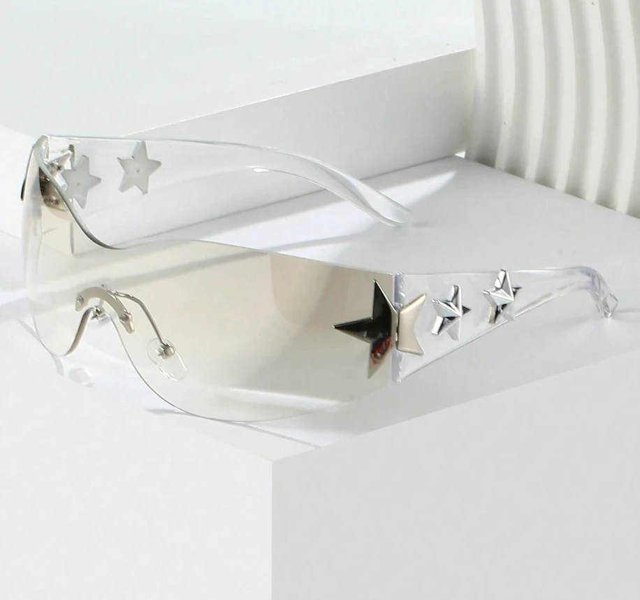 1PC Large Frame Women Multicolor Y2K Glasses Star Glasses Bohemian Style Suitable For Parties And Trips Summer Party