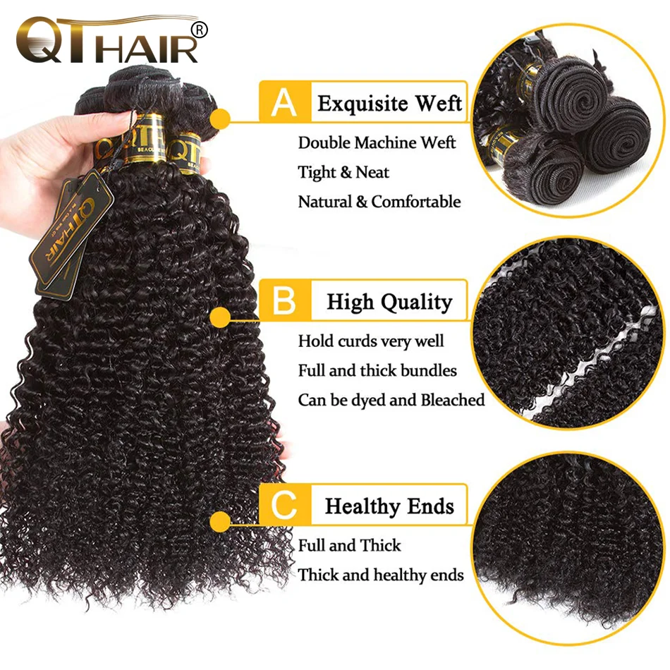 Mongolian Kinky Curly Human Hair Bundles 1/3/4 Pcs Remy Human Hair Weave Bundle Kinky Curly Bundles Natural Color Hair Extension