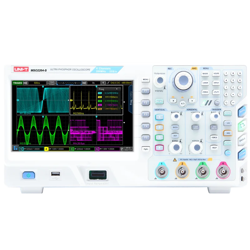 

UNI-T digital oscilloscope 100MHz 2 Channel Ultra Phosphor Oscilloscope UPO2102