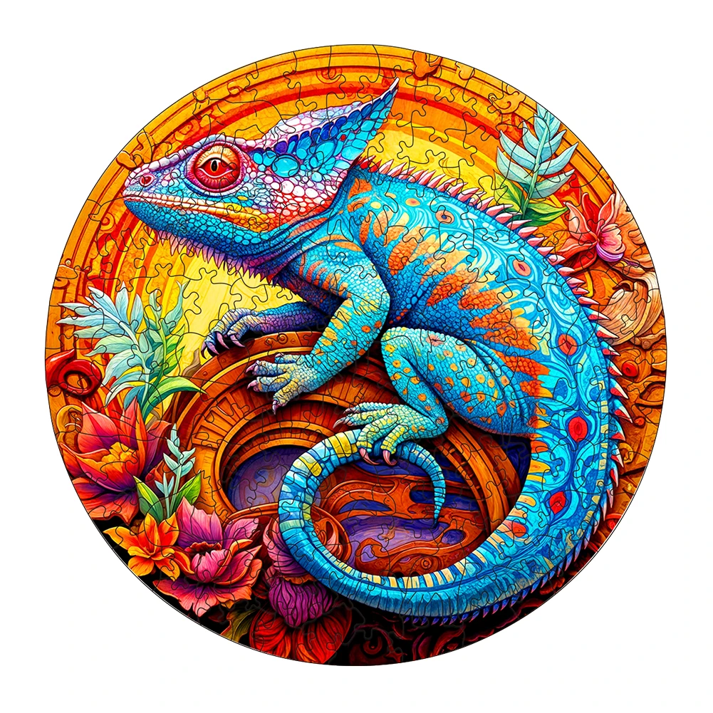 

Chameleon Animal Wooden Puzzle DIY Crafts Jigsaw For Adults Kids 3D Puzzle Ideal Birthday and Holiday Gift Wooden Puzzle Toy