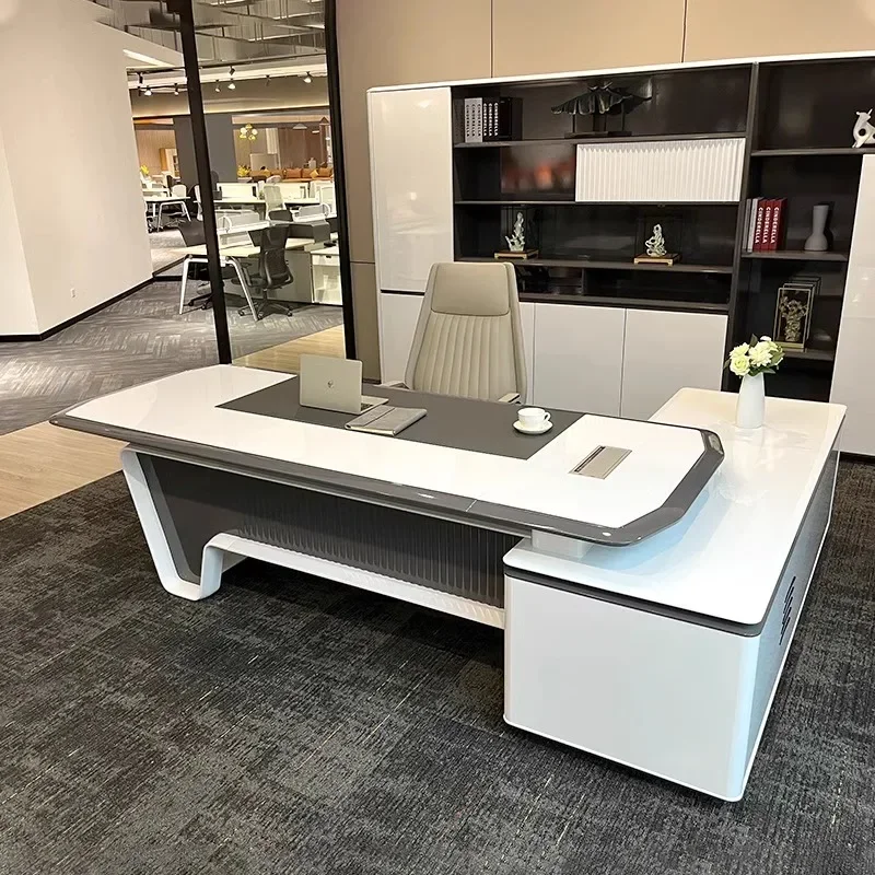 

Luxury Modern Paint Boss Desk Minimalist Office Desks President Computer Executive L-shaped Work Mesa Office Furniture KMOD