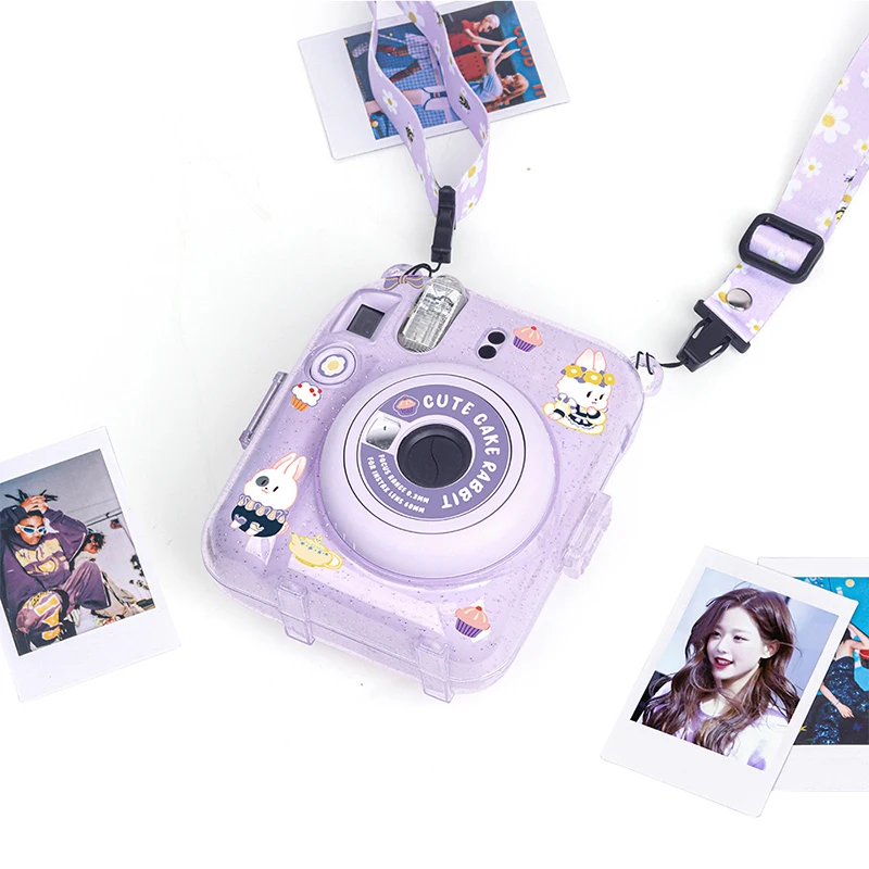 Adatto Per Fujifilm Instax Mini 12 Fotocamera Photo Bag Glitter Storage Shell Crystal Case Strap Rope Goo Card Sticker Set