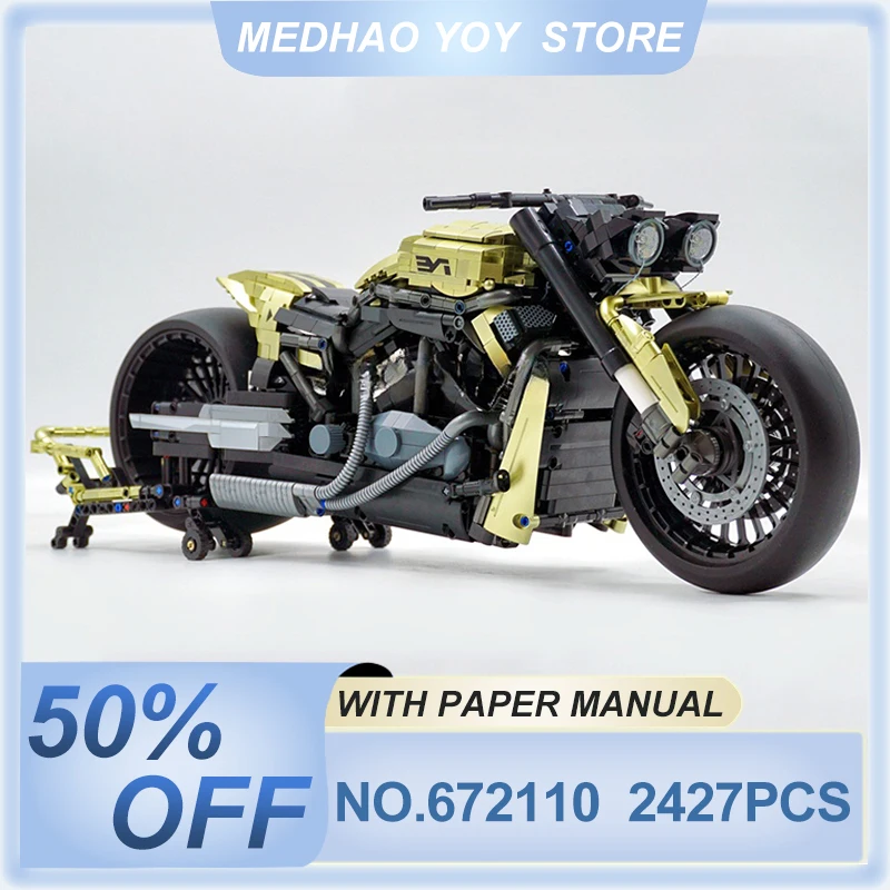 

PANLOS 672110 MOC Technical Scale 1:5 Motorcycle 2427pcs Model Building Blocks Bricks Puzzle Toy Christmas Gifts For Kids