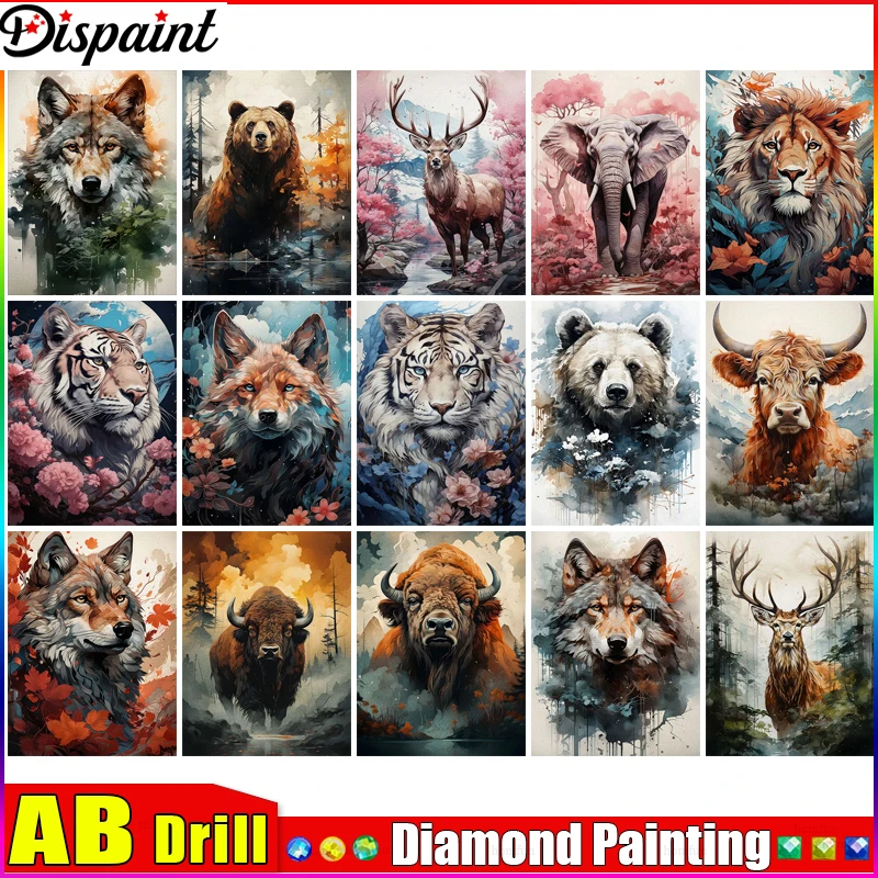 

Алмазная вышивка Dispaint AB «Тигр, волк, медведь, бык»