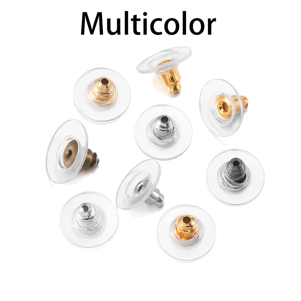Earring Stoppers Gold Post Nuts Silicon Stud 100pcs/lot for Jewelry Making