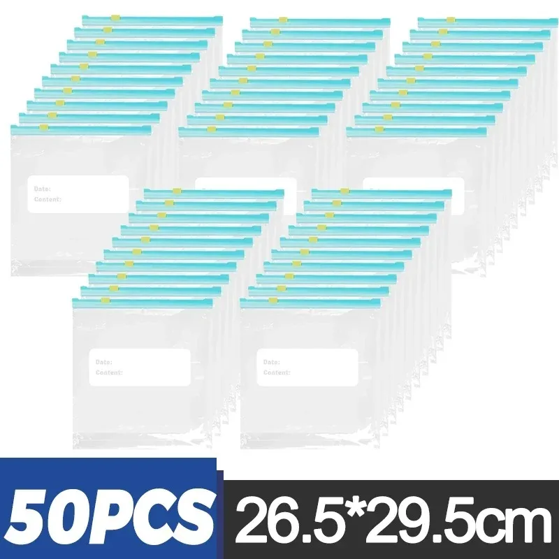 Clear Reusable Zip Seal Bags for Food Storage and Freshness