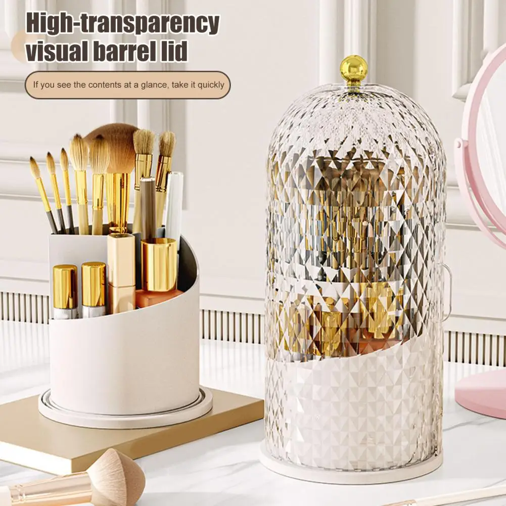 Rotating Toothbrush Holder 360-degree Rotating Toothbrush Makeup Brush Holder with Dustproof Cover Cosmetic Storage for Bathroom 4