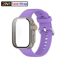 Premium Silicone Strap with Ultra2 Case and Screen Protector for Huawei Watch Fit 3 (Titanium purple)