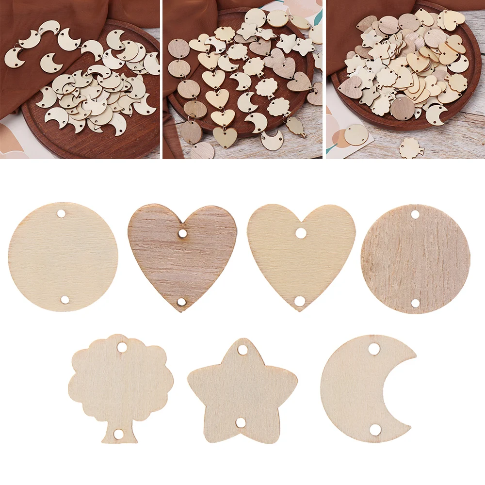 50 Stück Kreisscheiben aus Holz mit Löchern, Ringclips für Geburtstagserinnerung, Kalender, Hausarbeit, Tafel, Plakette, DIY-Dekoration, Kunsthandwerk – Detail 1