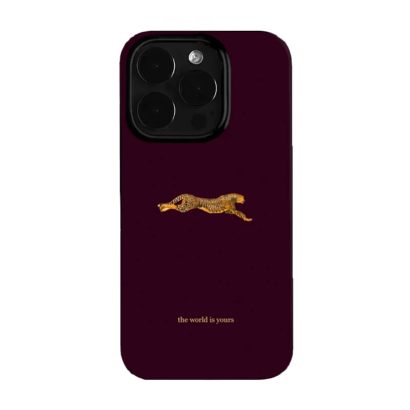 Chic Leopard Print Burgundy Matte Silicone Soft Phone Case Cover