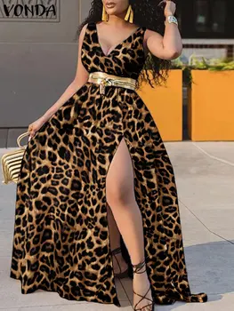 2022 VONDA Vintage Leopard Printed Sundress