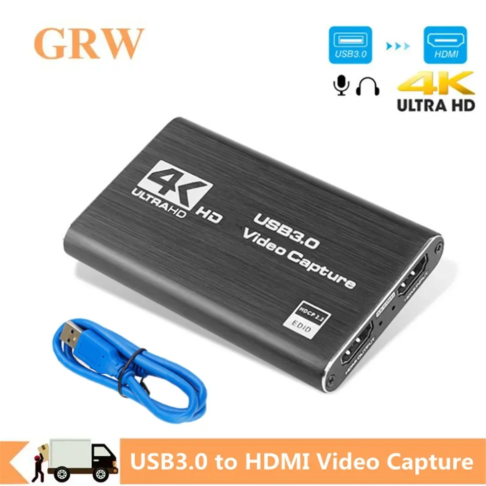 

4K USB 3.0 Video Capture Card 1080P 60fps HD Camera Recording Box HDMI-compatible to USB 3.0 PC Live Streaming Grabber Recorder