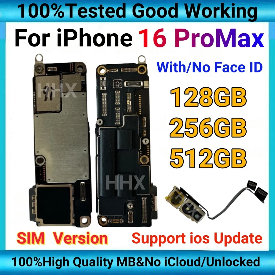 For iPhone 16 Pro Max Motherboard With Face ID Main Logic Board