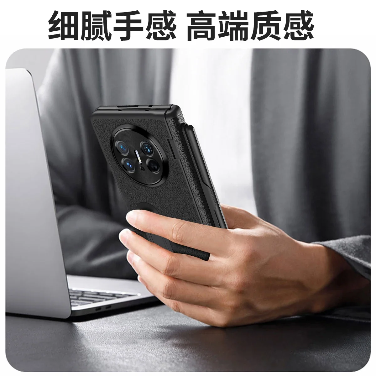 Luxury Leather Folding Case with Pen Slot, Bracket Hinge, and Screen Film Protection - Shockproof Hard Back Cover